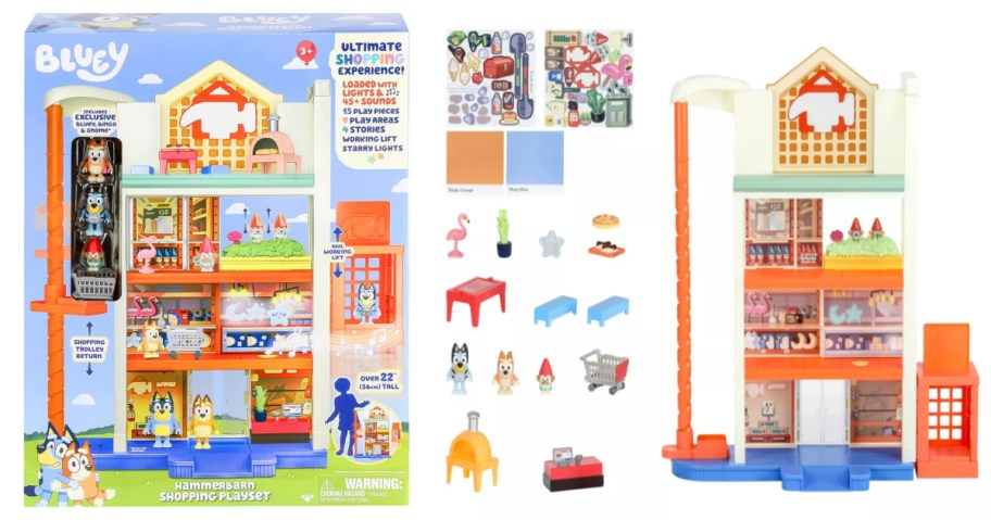 Bluey Shopping Playset package and contents