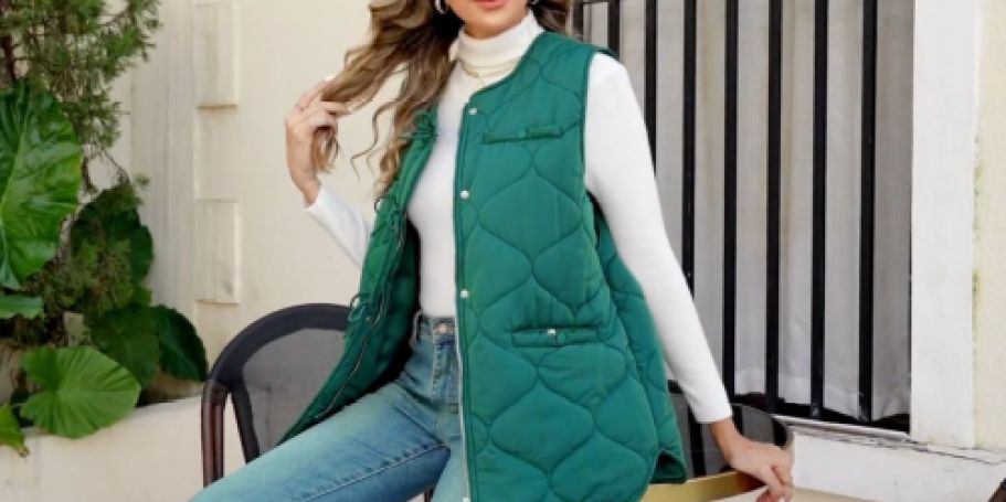 Women’s Quilted Puffer Vest Just $19 on Amazon (4 Color Options)
