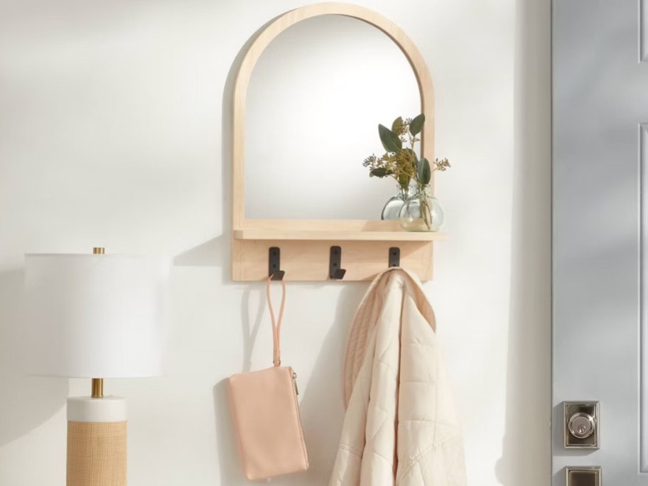 Brightroom Wood Entryway Organizer w: Mirror