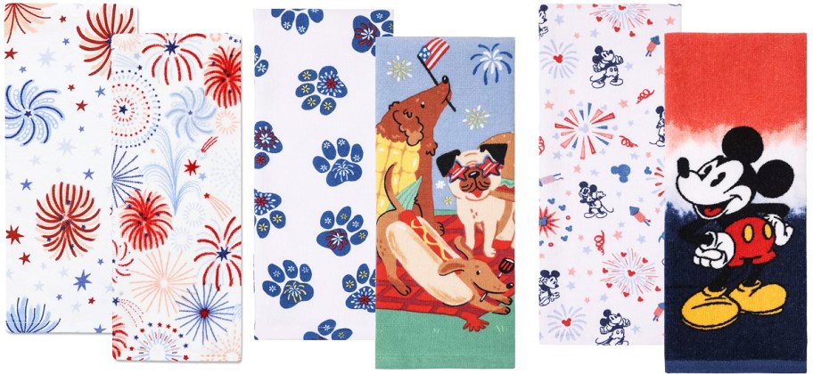 2-pack sets of americana print dish towels