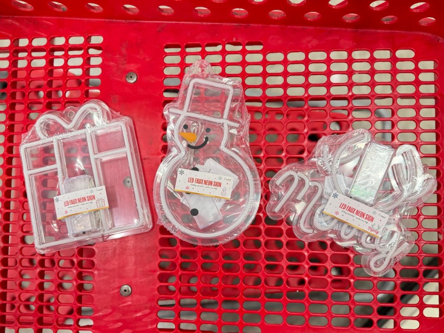 Christmas LED Neon Signs inside of target cart