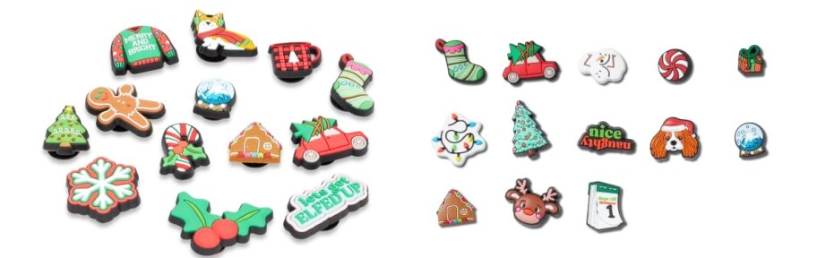 two sets of crocs christmas charms