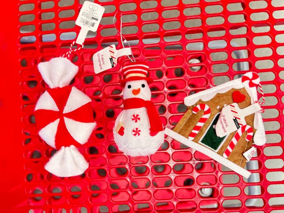 Fabric Ornaments in cart in store