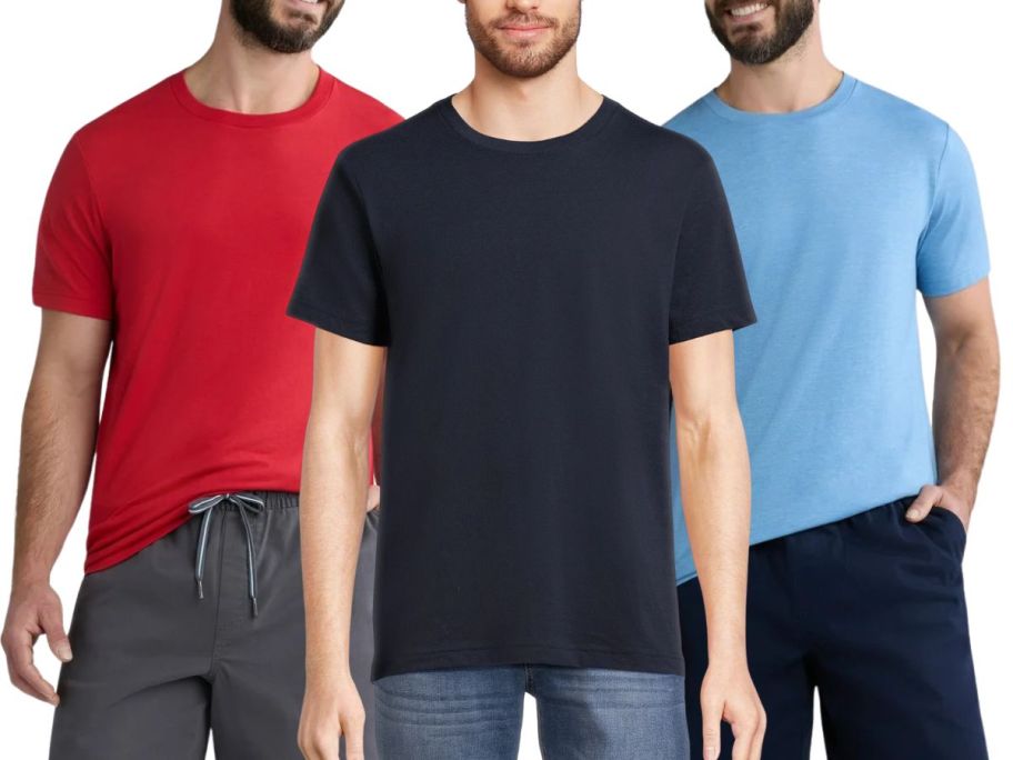 3 men wearing t-shirts