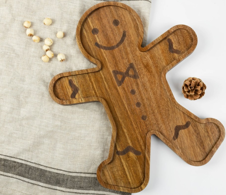 Gingerbread Man Charcuterie Board on table