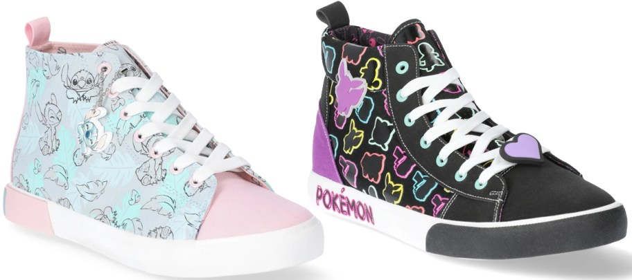 Stitch and Pokemon sneakers