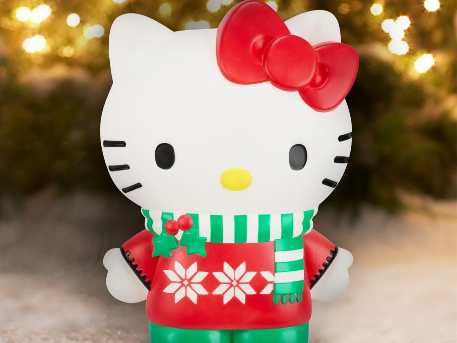 hello kitty in a christmas sweater blow mold