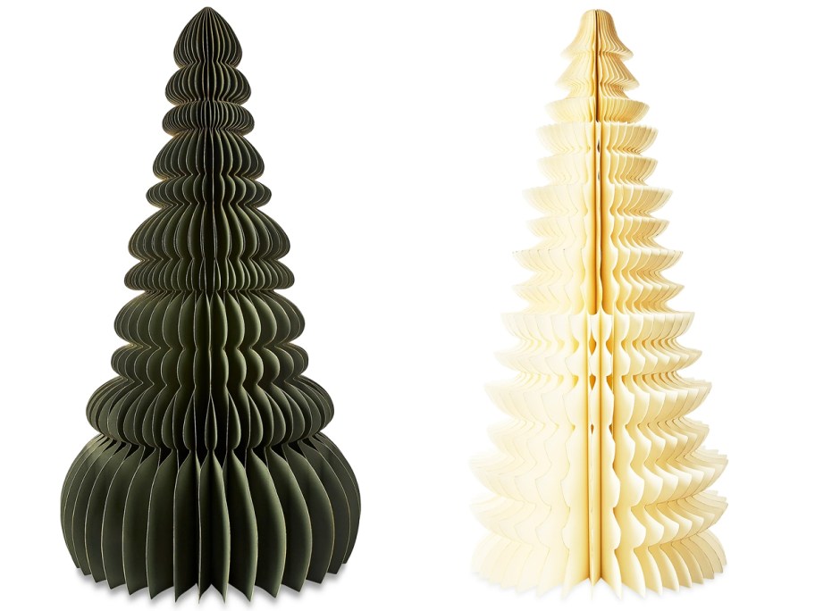 green and white paper honeycomb trees