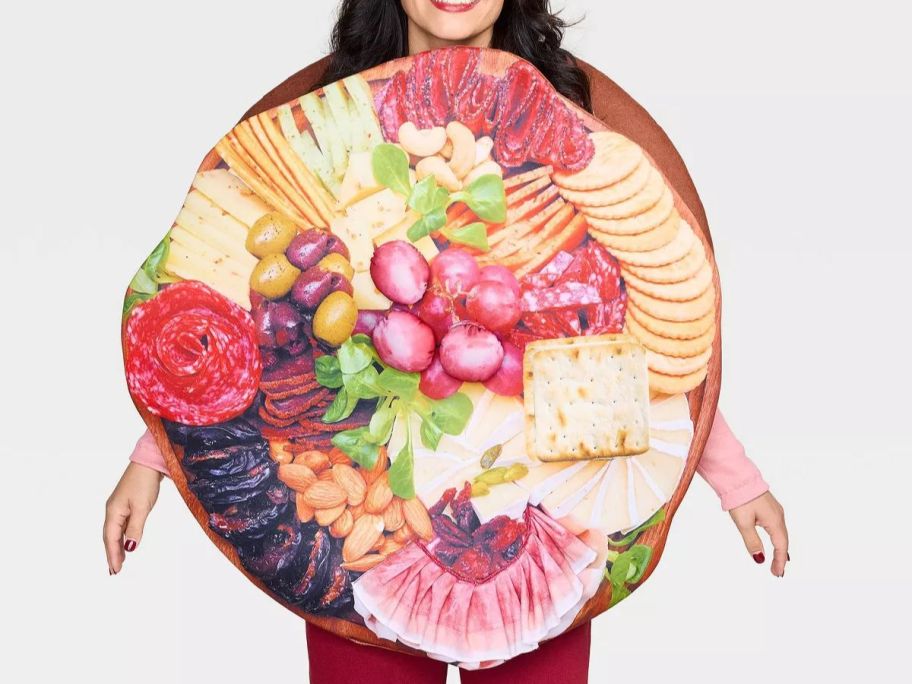 A woman wearing a Charcuterie Board Costume  