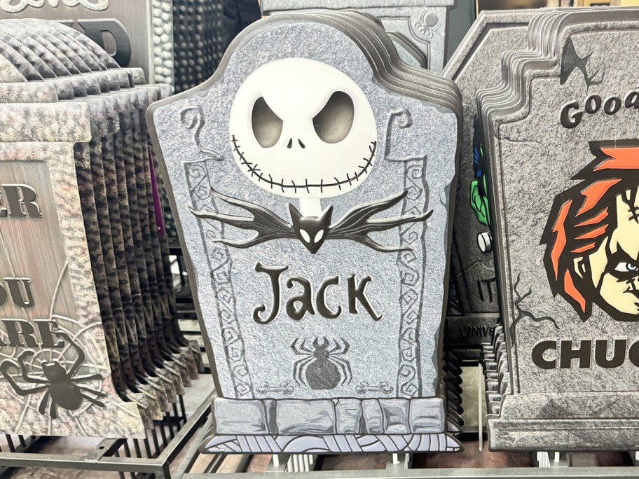 Jack Skellington tombstone display in store