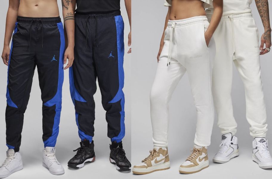 four models wearing Nike sportswear club fleece joggers