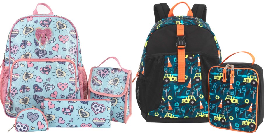 Kids backpacks in hearts and trucks