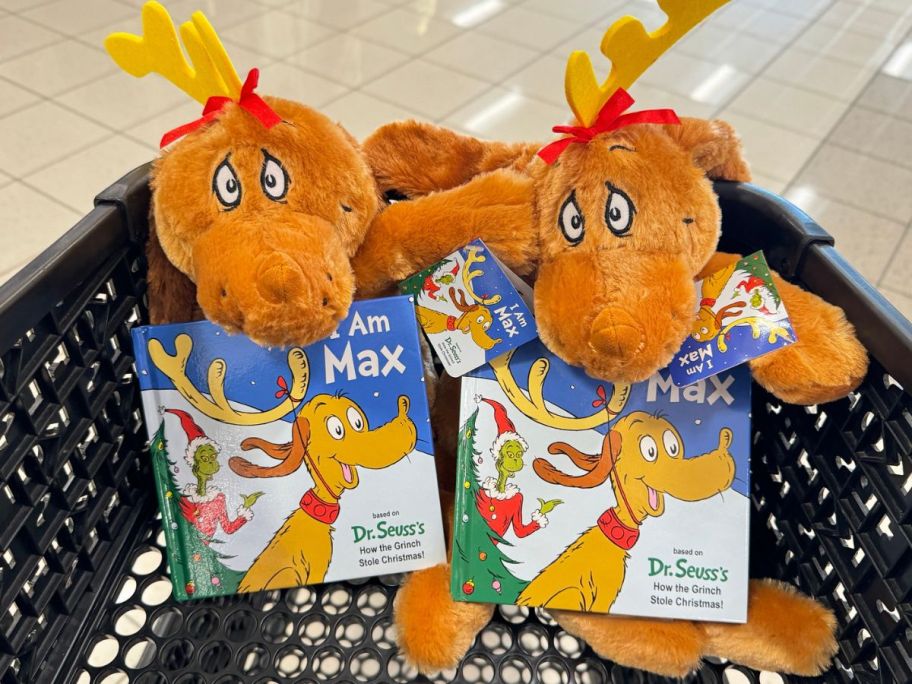 Two Kohl's Cares How The Grinch Stole Christmas Max Plush & Book Bundle in a Kohl's Shopping cart