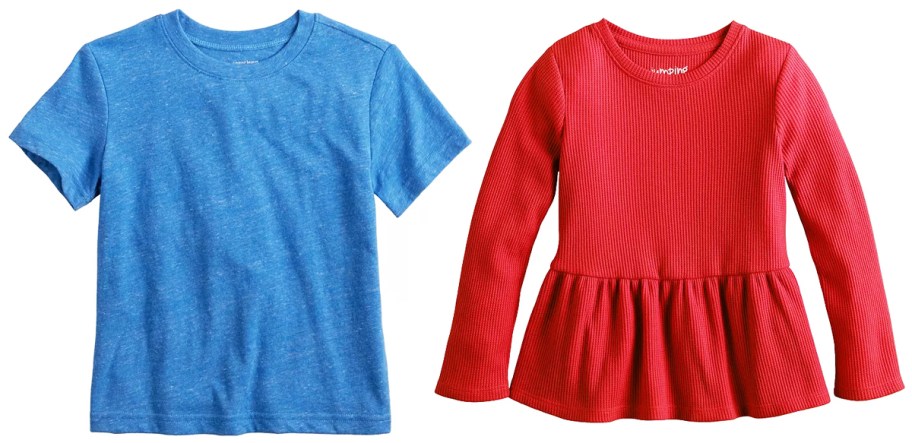 blue and red toddler tees