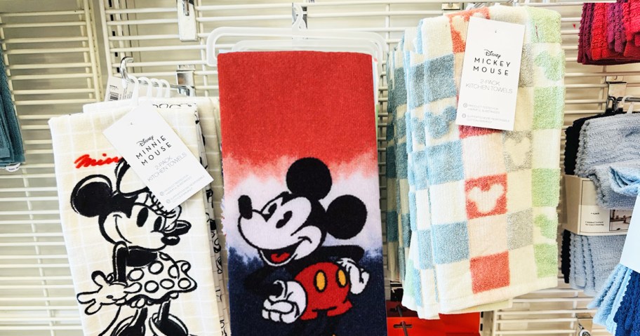disney summer kitchen towels on display in store