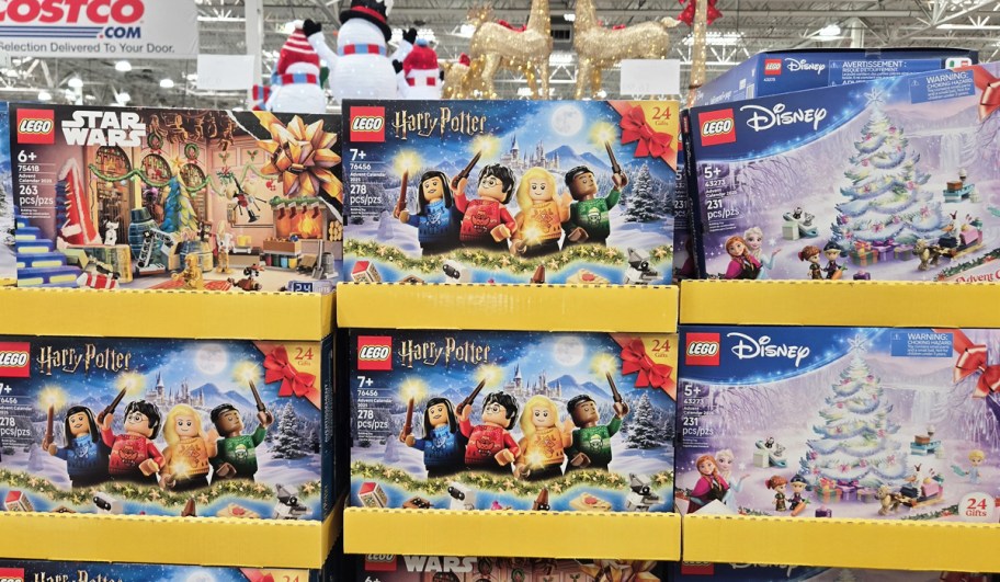lego advent calendars on display in store