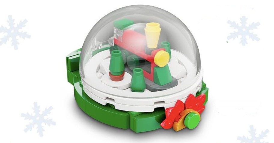 mini lego train snow globe