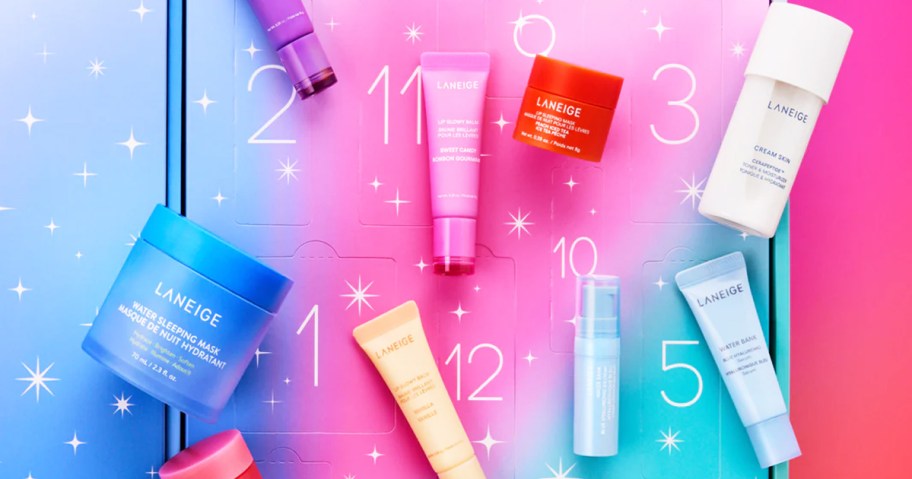 Laneige products on top of an advent calendar