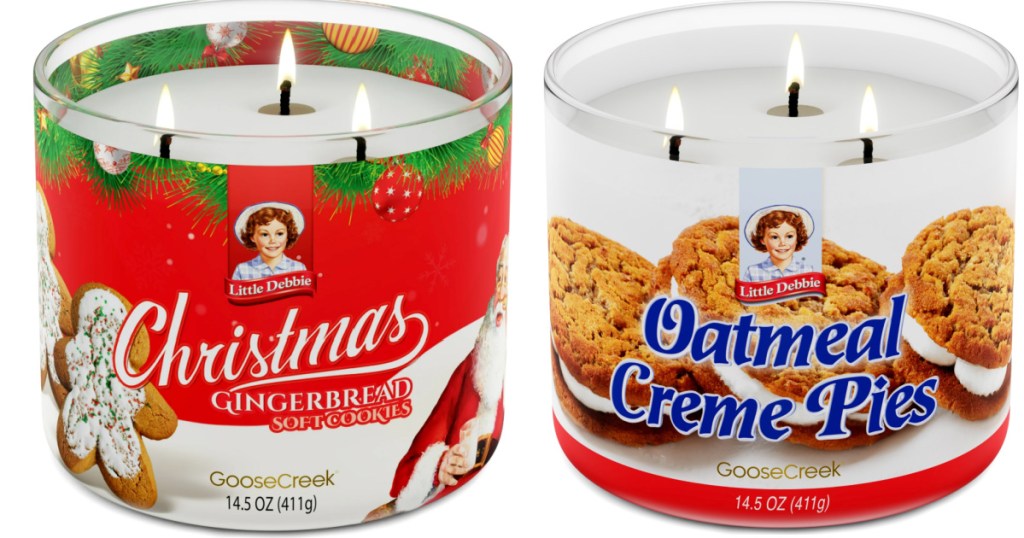 Little Debbie Goosecreek Candles in oatmeal creme pie and christmas gingerbread