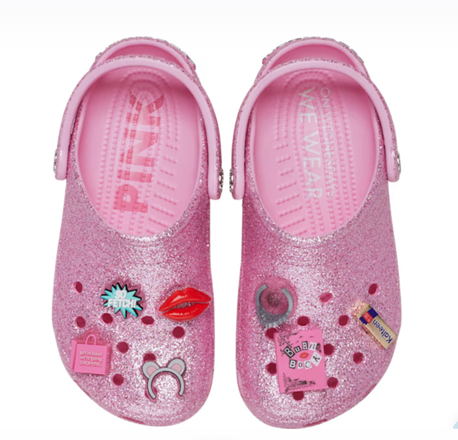 The Mean Girls Crocs with 7 Mean Girls Jibbitz Charms