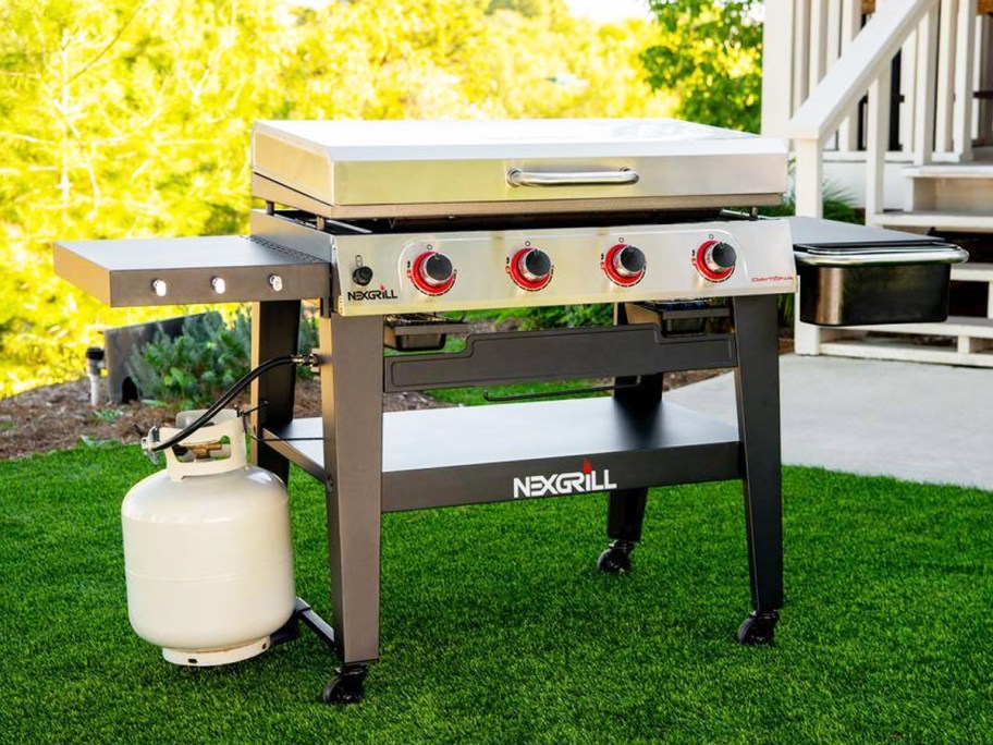 propane griddle on grass