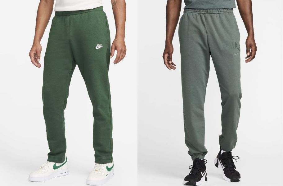 two male models wearing Nike sportswear club fleece joggers