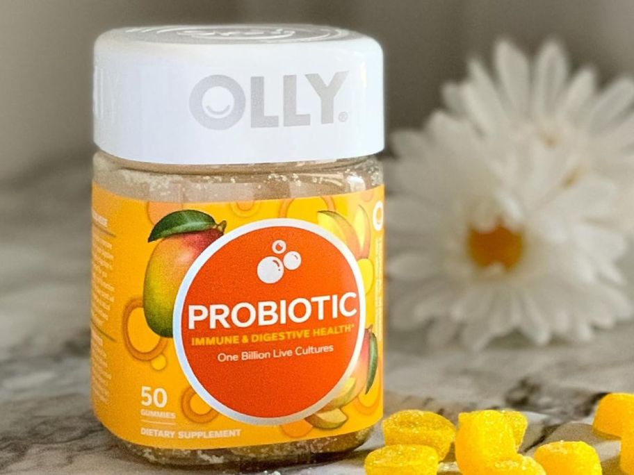 OLLY probiotic displayed on the table