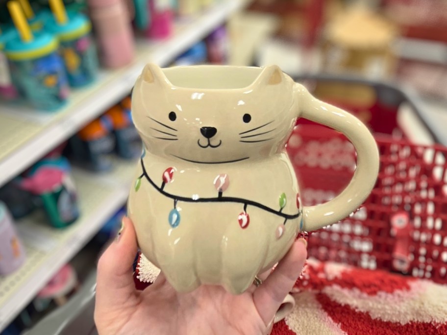 Wondershop 14.5oz Christmas Earthenware Figural Cat Mug