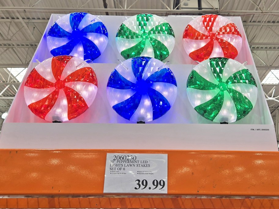 peppermint candy lights on display in store