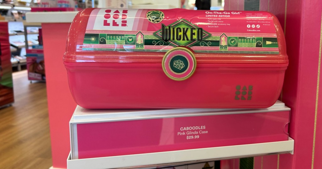 pink colored caboodle case on display in ulta