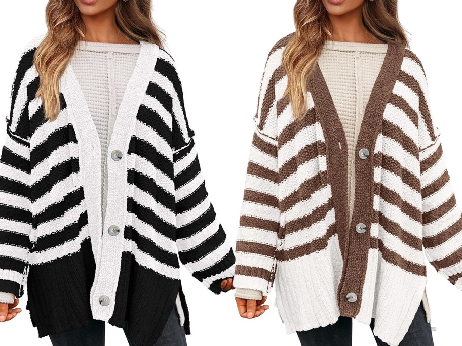 PrettyGarden Women’s Striped Cardigan Sweater