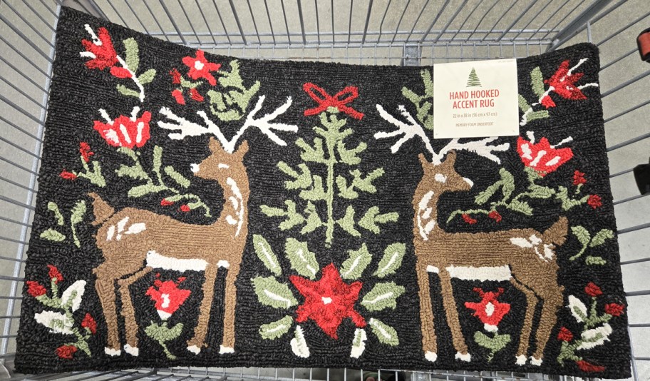reindeer christmas rug in a shopping cart