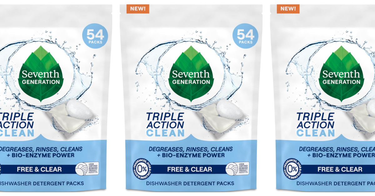 50% Off Seventh Generation Triple Action Dishwasher Detergent Packs on Amazon – Only $10.99 (Reg. $22)