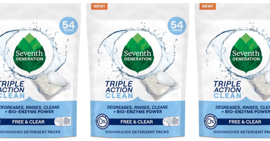 bags of Seventh Generation Triple Action dishwasher detergent