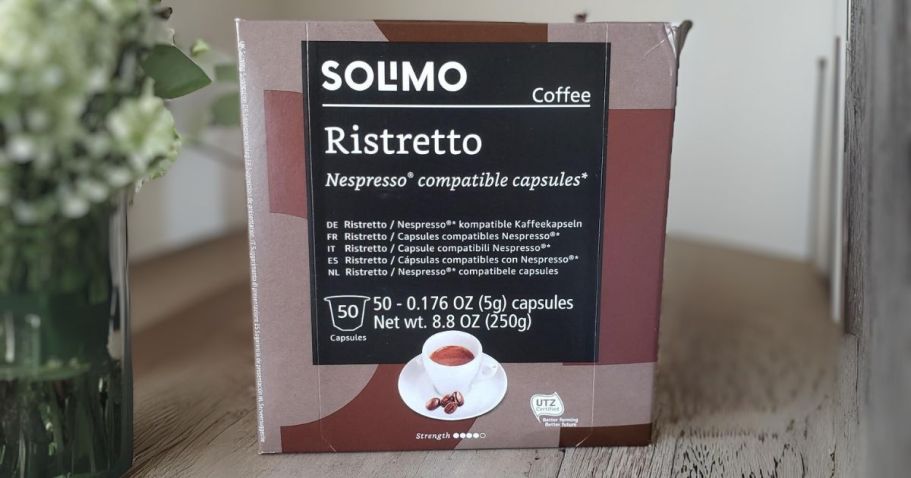 Solimo Ristretto Nespresso Capsules 50-Count ONLY $10 Shipped for Amazon Prime Members