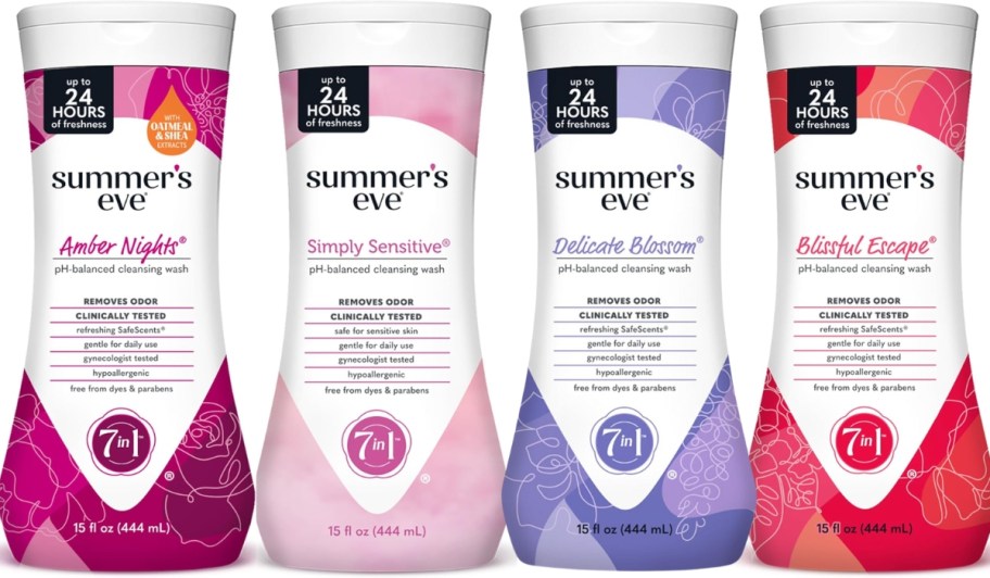 summer's eve cleansing feminine body wash in four scents