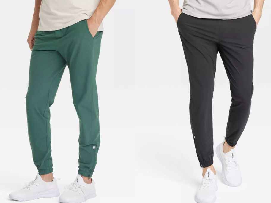 stock images of two men wearing tricot joggers from Target