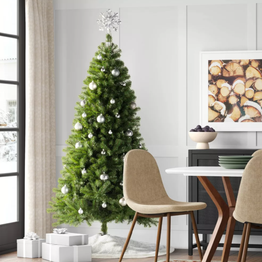 a 6.5 ft unlit alberta faux christmas tree from target