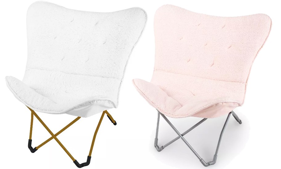 white and light pink butterfly chairs