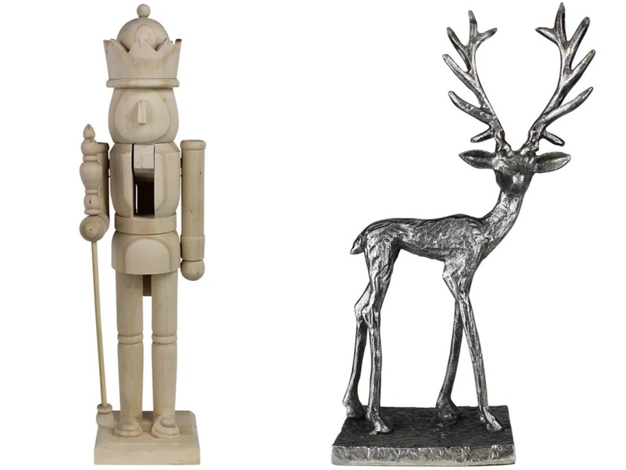 The Holiday Aisle Deer Figurine and Wood Nutcracker