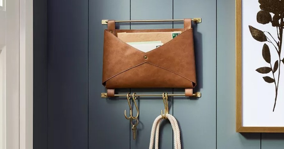 Threshold Entryway Organizer w Faux Leather