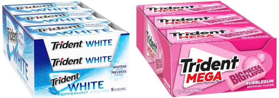 9-packs of Trident gum in peppermint and bubble gum flavors