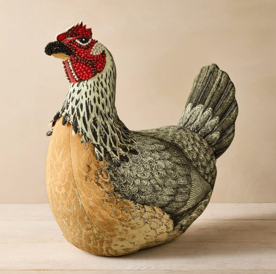 A chicken shaped pillow from the John Derian collection at Target