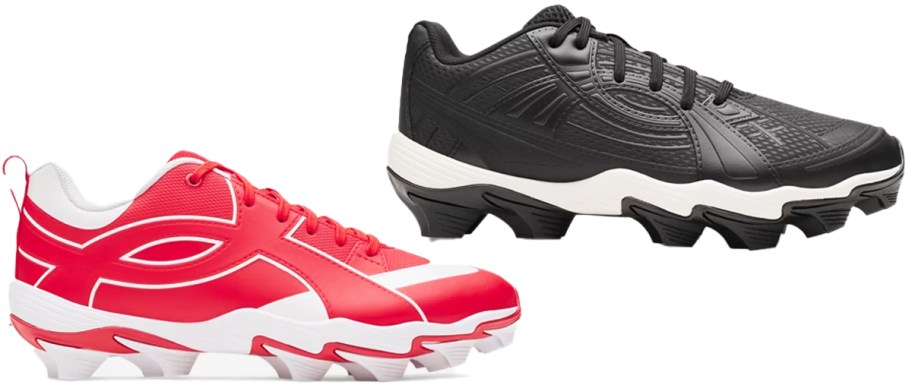 red and black baseball cleats