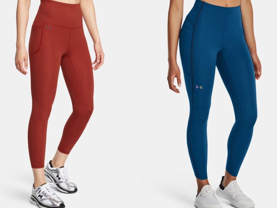 Stock images of two women wearing under armour leggings