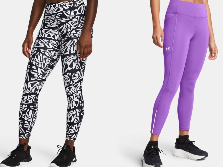 Stock images of two women wearing Under Armour leggings