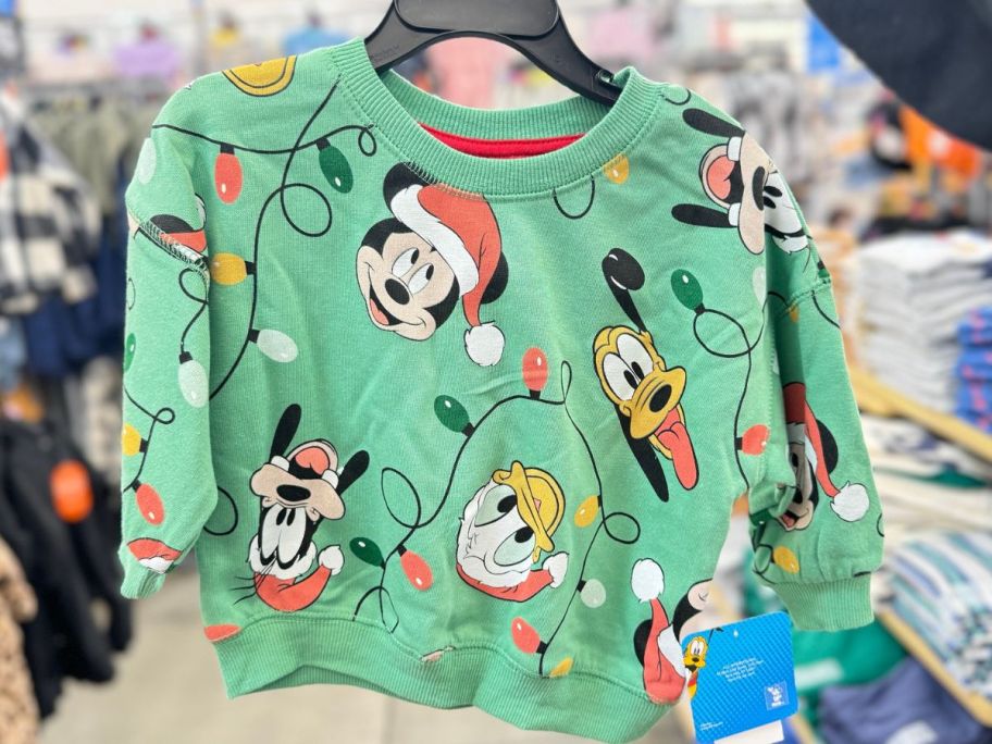 Toddler Boy's Holiday Crewneck Sweatshirt with Mickey & Friends