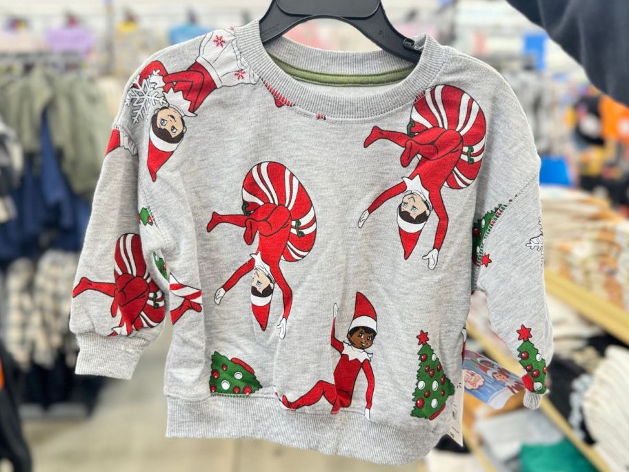 Toddler Boy's Holiday Crewneck Sweatshirt with Elf on the Shelf