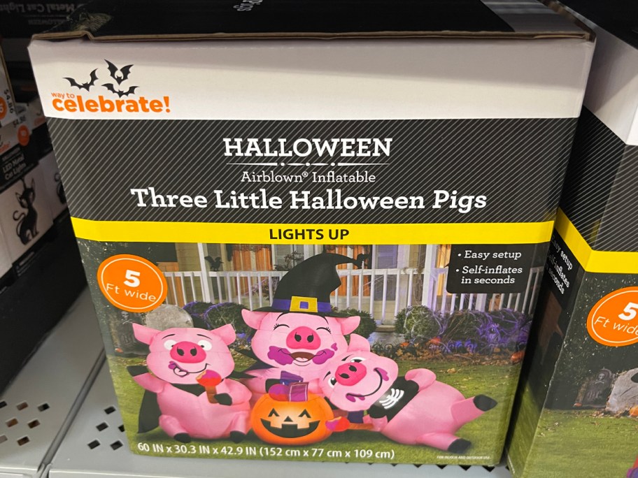 Way to Celebrate 5ft Halloween Airblown Inflatable Three Little Halloween Pigs