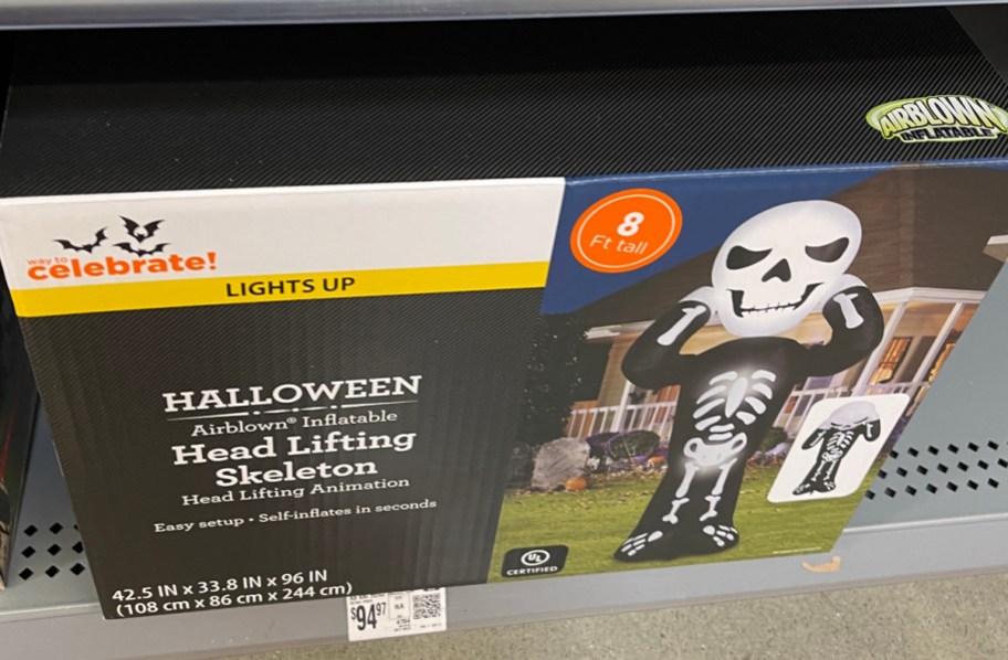 Way to Celebrate 8ft Halloween Airblown Inflatable Head Lifting Skeleton